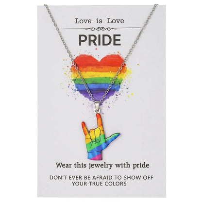 Stainless steel necklace and bracelet set with inspirational colour printing for female wear