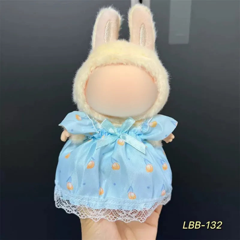Plastic costume for 17cm vinyl doll in style LBB100 with size chart for fit guidance
