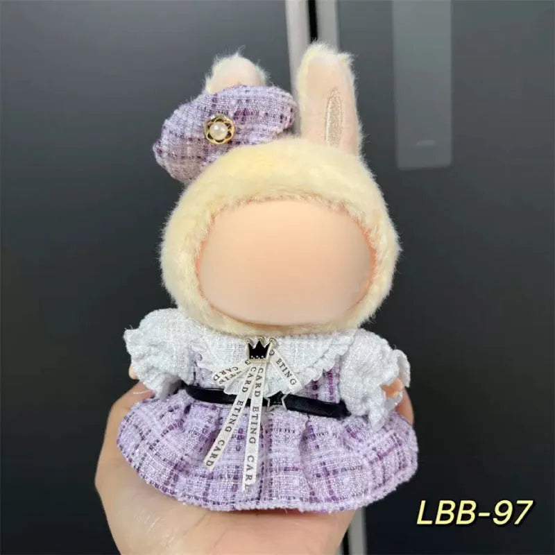 Plastic costume for 17cm vinyl doll in style LBB100 with size chart for fit guidance