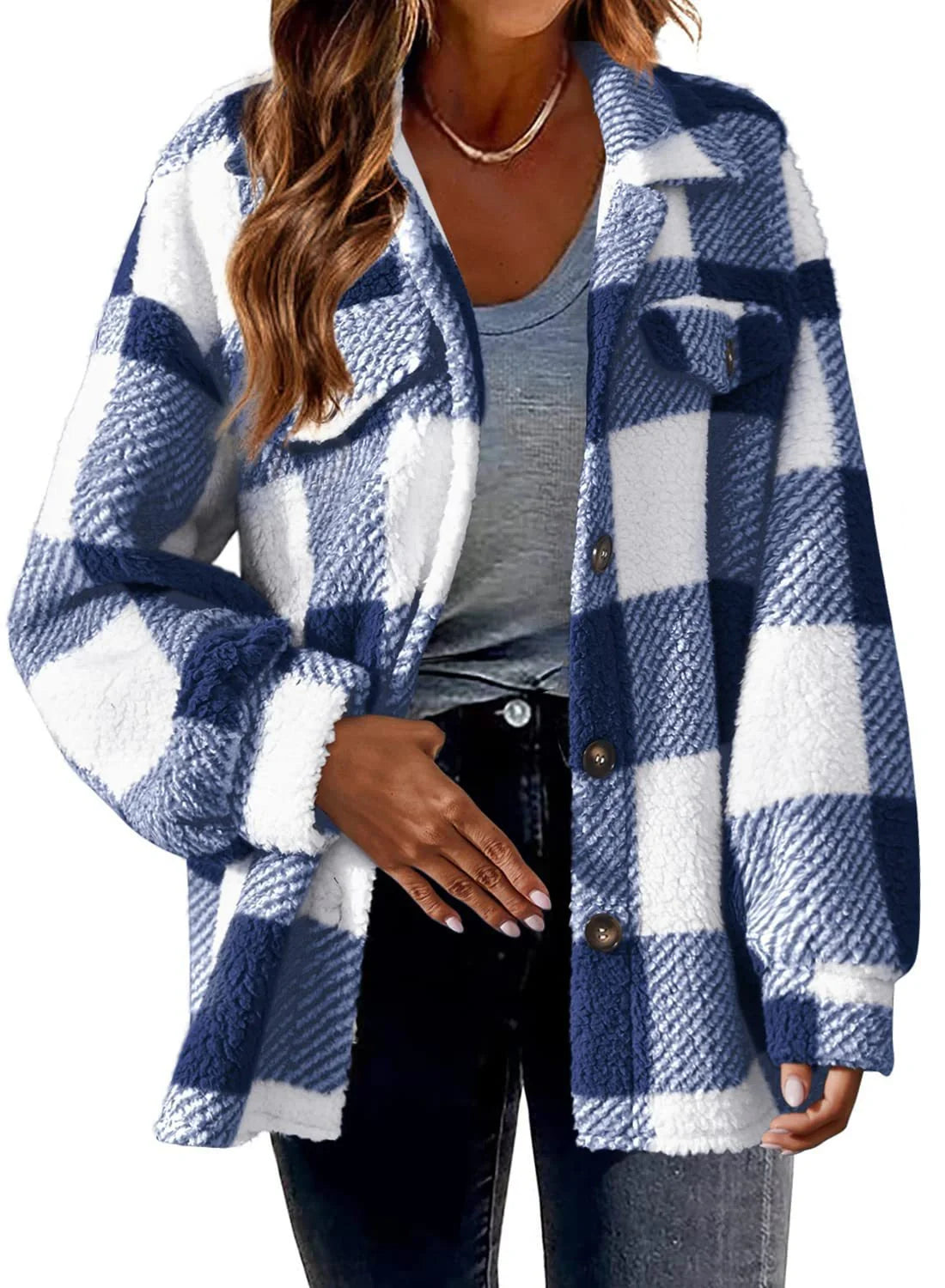 Cozy, plush women's jacket with stylish striped pattern in a variety of color options