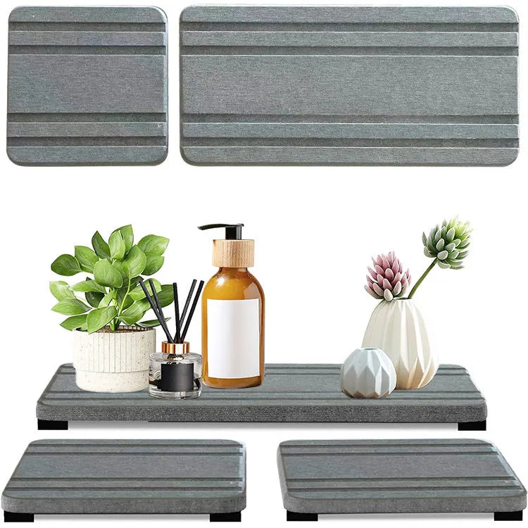 Three square diatom oil bathroom draining pads in modern solid colours for countertops
