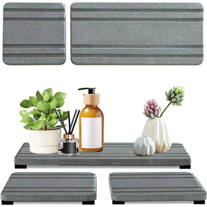Three square diatom oil bathroom draining pads in modern solid colours for countertops