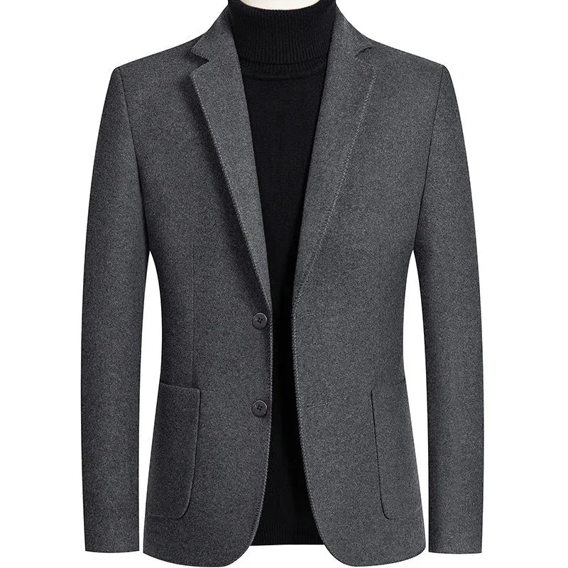 Men's slim-fit wool suit in grey colour with non-ironing fabric for autumn and winter wear