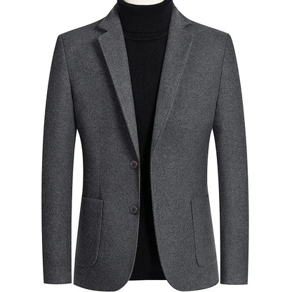 Men's slim-fit wool suit in grey colour with non-ironing fabric for autumn and winter wear
