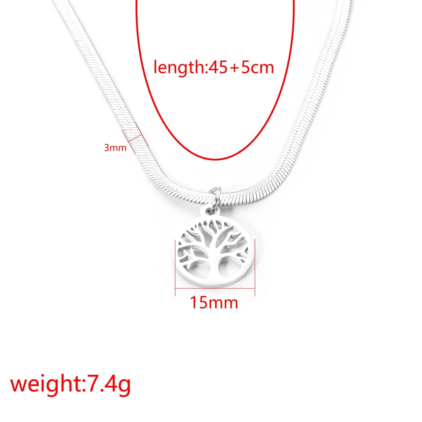 Adjustable stainless steel lucky tree clavicle chain necklace with titanium steel pendant