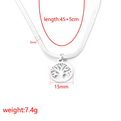Adjustable stainless steel lucky tree clavicle chain necklace with titanium steel pendant