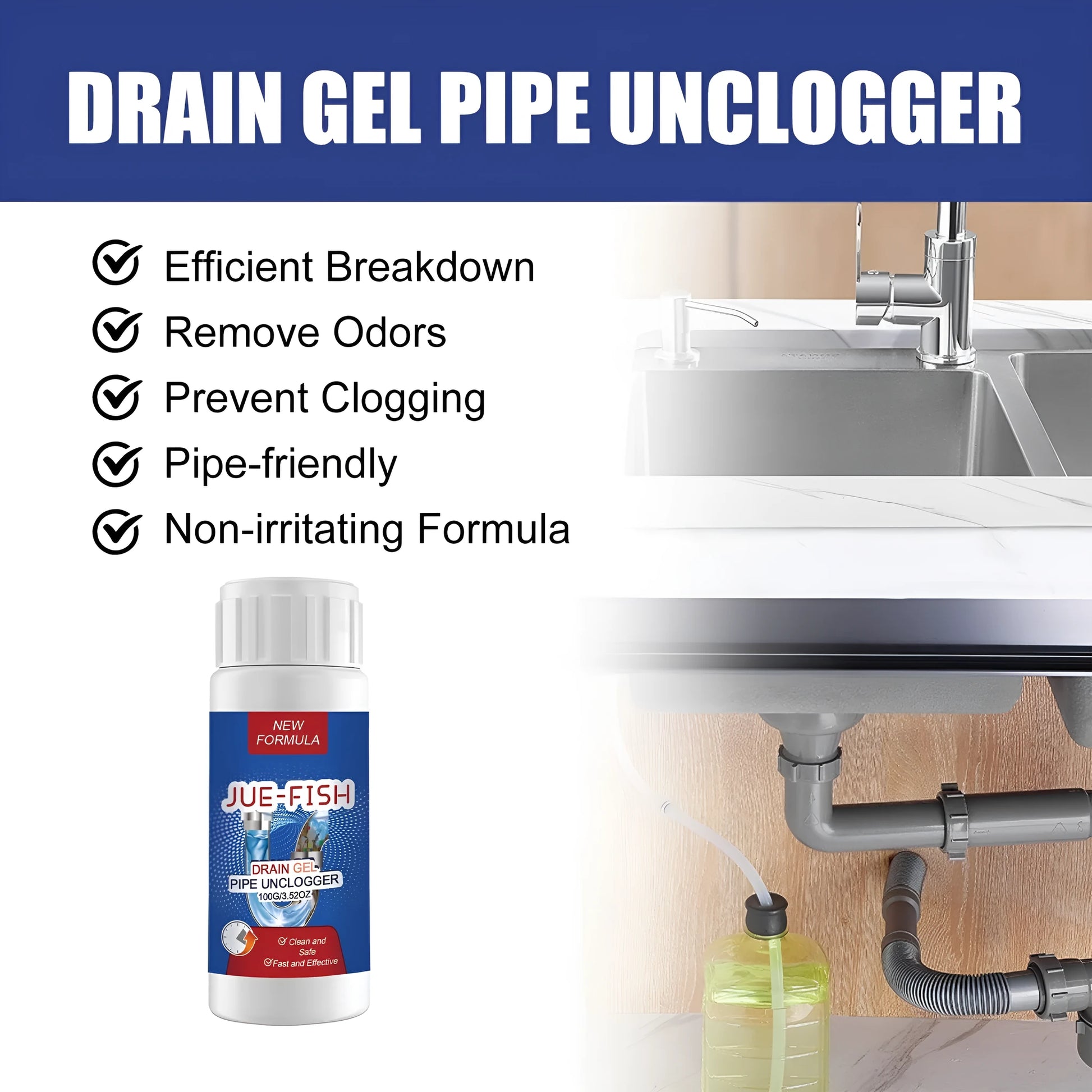100g pipe dredge agent bottle for sewer and toilet drain cleaning