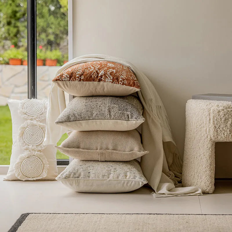Pillow cushion in solid colour with coreless design for sofas and bay windows