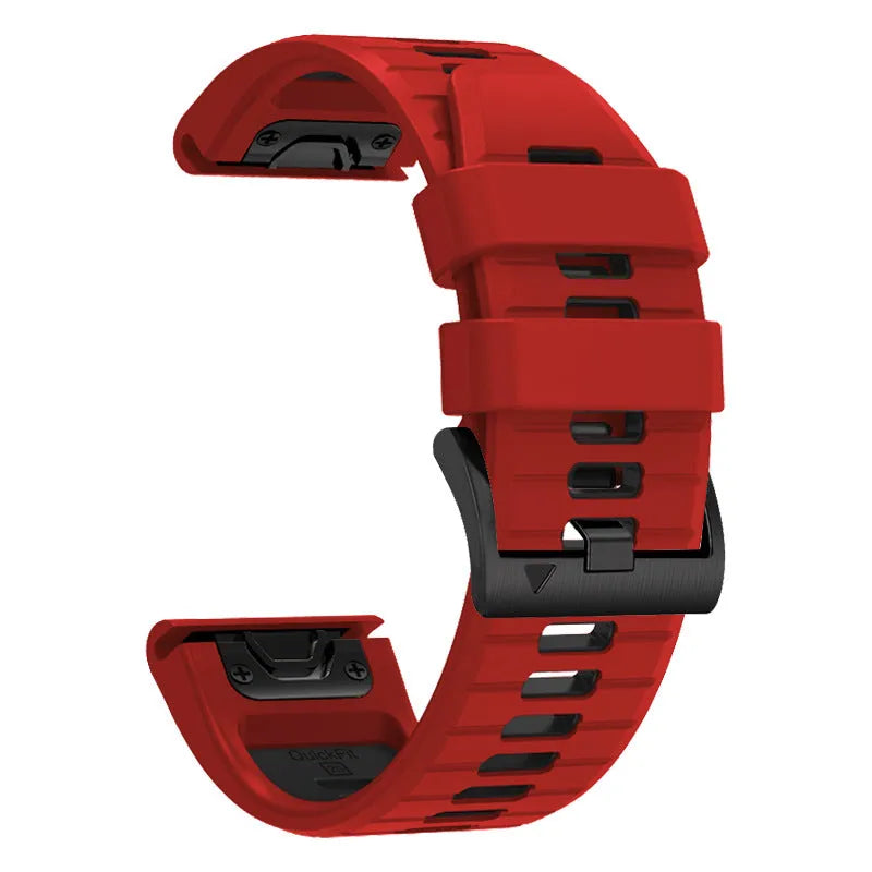 Two-colour quick release silicone strap for Garmin Fenix watches in Army Green Black and other colour options.