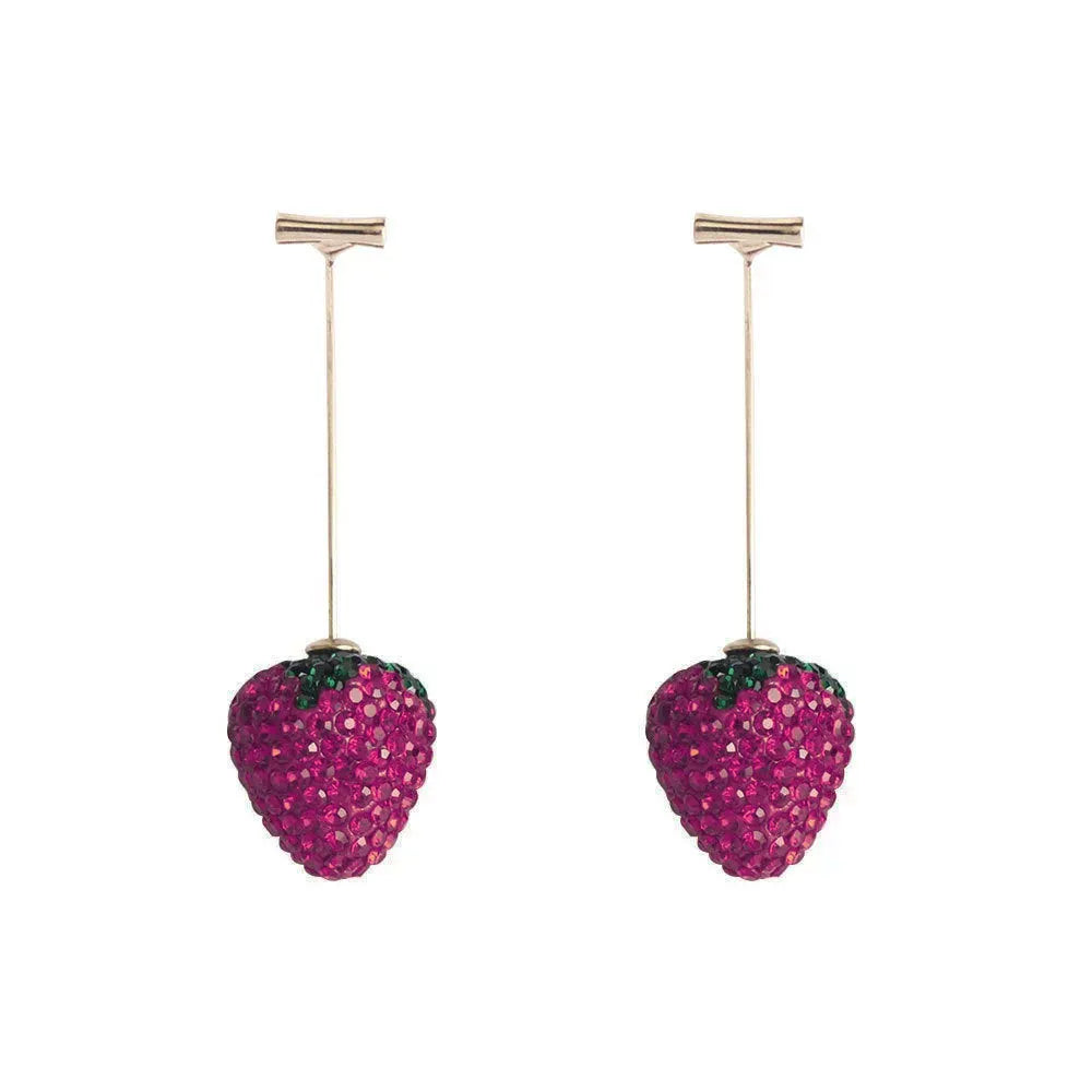 Geometric strawberry earrings with spot drill texture in six colour options on zinc alloy posts