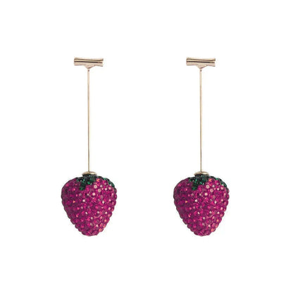 Geometric strawberry earrings with spot drill texture in six colour options on zinc alloy posts