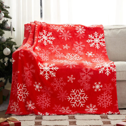 Soft flannel Christmas blanket in American-style design, available in multiple sizes for beds and sofas.