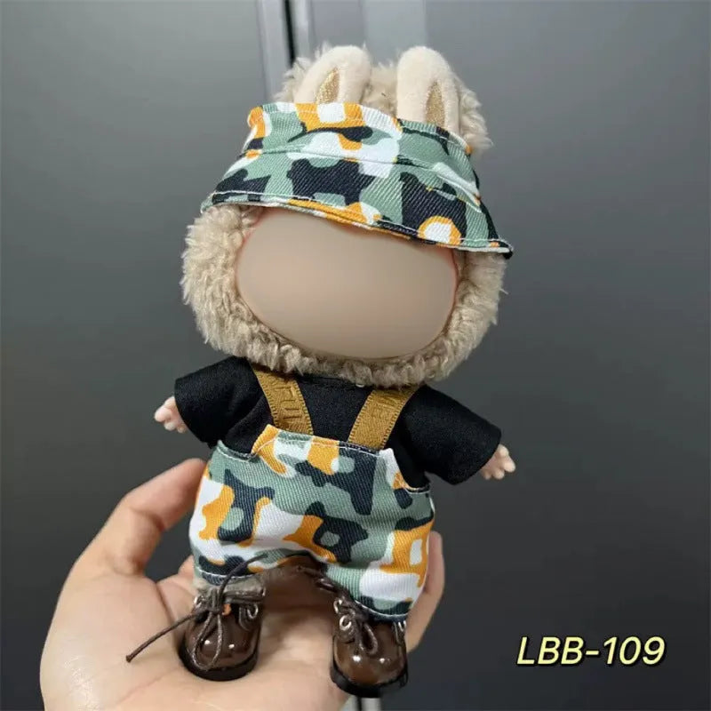 Plastic costume for 17cm vinyl doll in style LBB100 with size chart for fit guidance