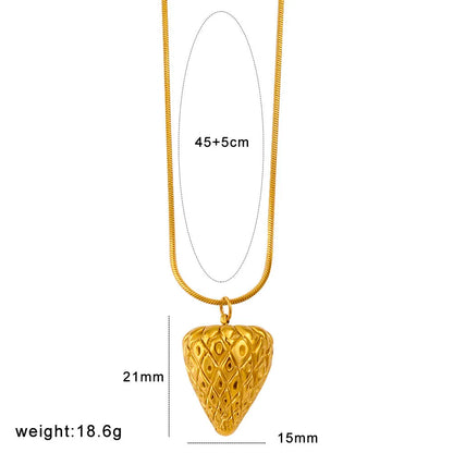 Stainless steel fruit necklace pendant with six design options including apple, grape, watermelon shapes on 40-45cm chain