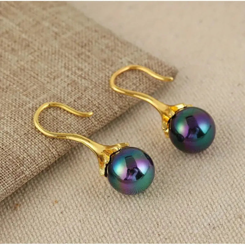 Gold retro geometric women's earrings with electroplated finish on alloy construction