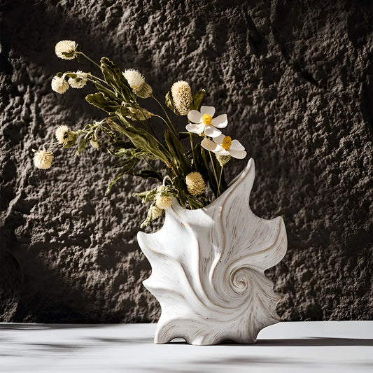 French art ceramic vase with coloured glaze in a European retro style, shown empty on a wooden surface.