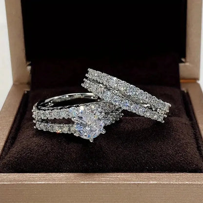 2 in 1 fully-jewelled female ring set in geometric design with round elements