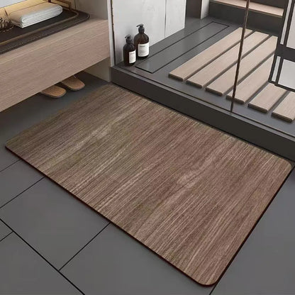 American-style wood grain bathroom floor mat with geometric pattern in diatom ooze material, non-slip and antifouling