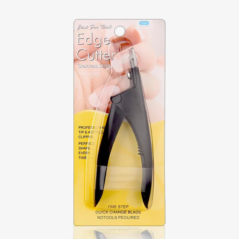 French U-shaped nail scissors with stainless steel blades and electrophoresis coating in black, titanium, or silver handle options