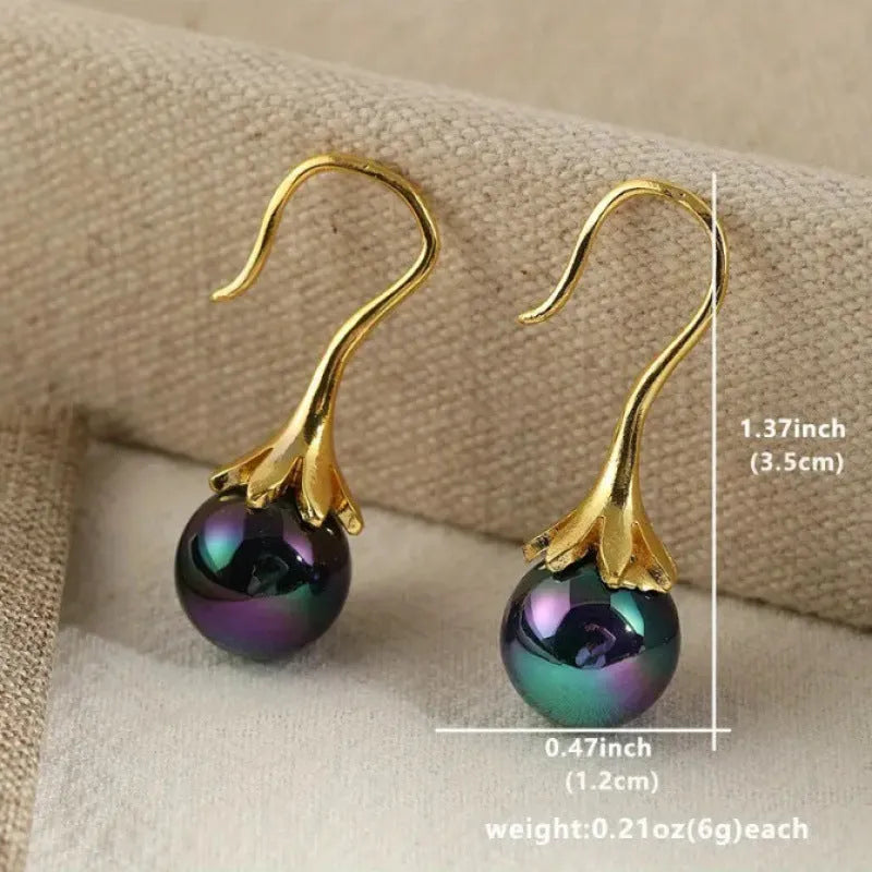 Gold retro geometric women's earrings with electroplated finish on alloy construction