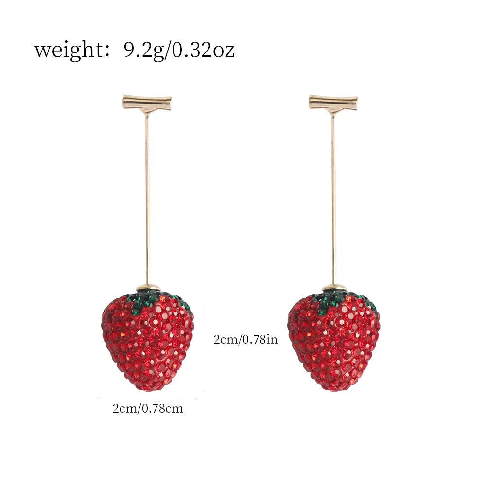 Geometric strawberry earrings with spot drill texture in six colour options on zinc alloy posts
