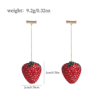 Geometric strawberry earrings with spot drill texture in six colour options on zinc alloy posts
