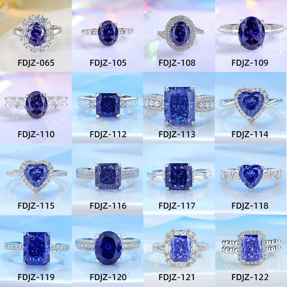 Heart-shaped sterling silver ring with zircon stone in ice flower cut, showing 1.5 cm width and 1.8 cm height dimensions