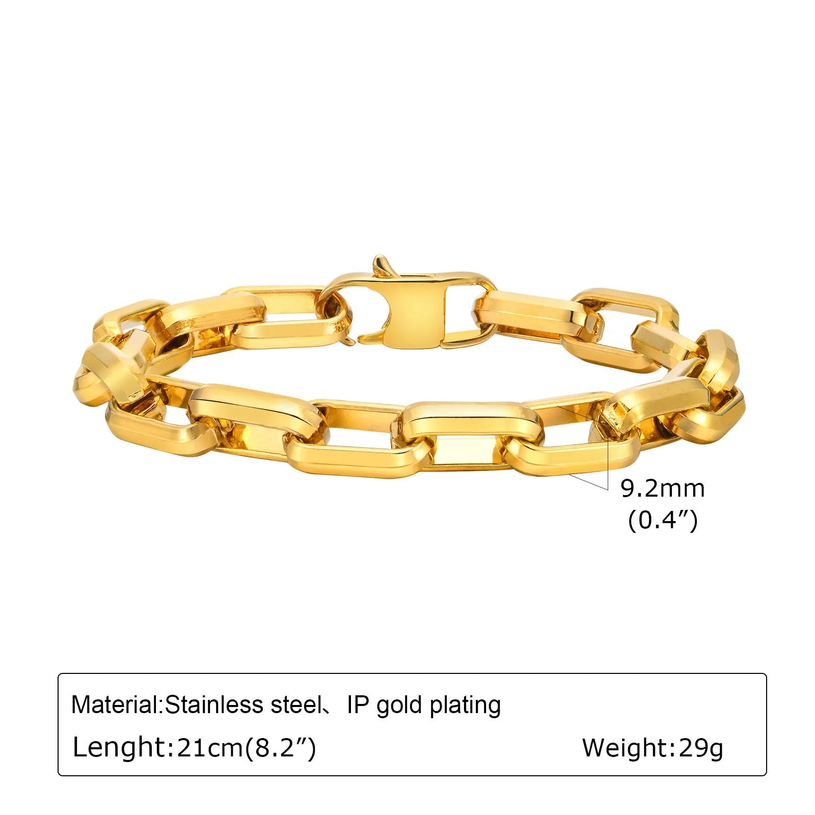 Men's titanium steel bracelet with square chain design in electroplated finish