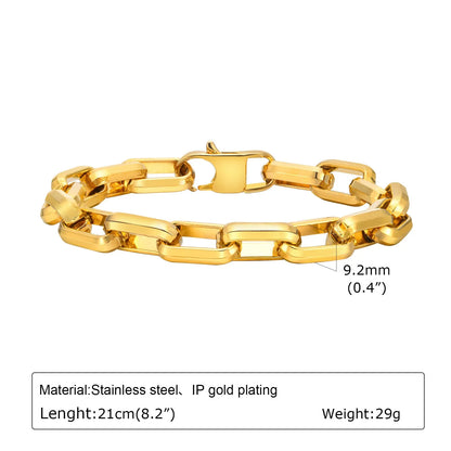 Men's titanium steel bracelet with square chain design in electroplated finish