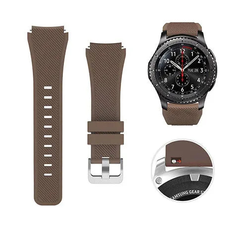 S3 Twill compatible silicone sports watch strap in multiple colours showing 125mm by 98mm dimensions