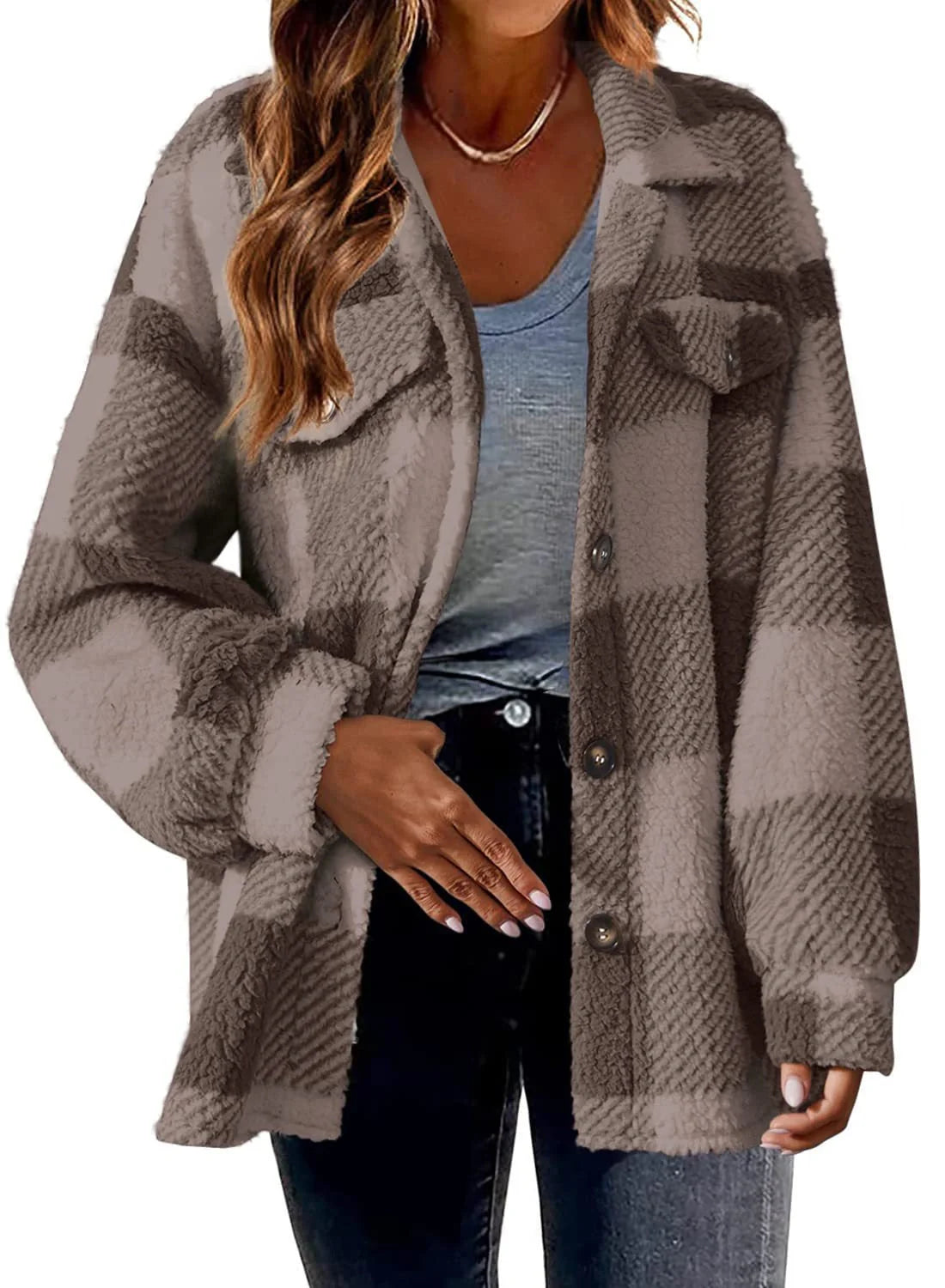 Cozy, plush women's jacket with stylish striped pattern in a variety of color options