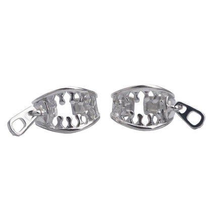 Copper geometric ear bone clips with line design and zipper ear clip mechanism in colour ES862