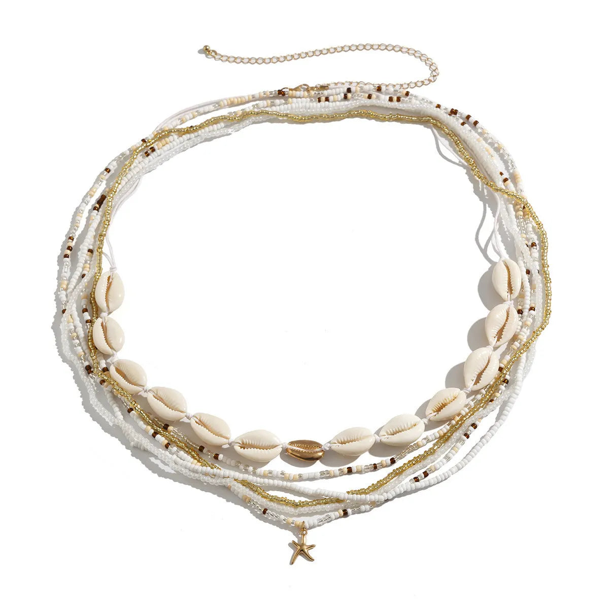 Bohemian-style waist chain with shell beads and adjustable length up to 100cm