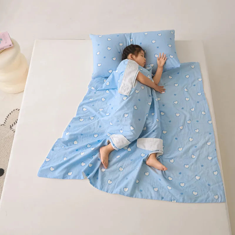 Anti-kick sleeping bag multifunctional cover blanket in summer colour option with antibacterial fibre filling