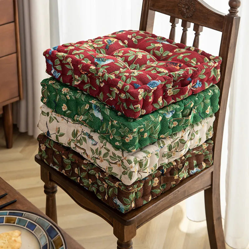 American-style dining chair back cushion with floral pattern, 40cm by 40cm by 8cm dimensions