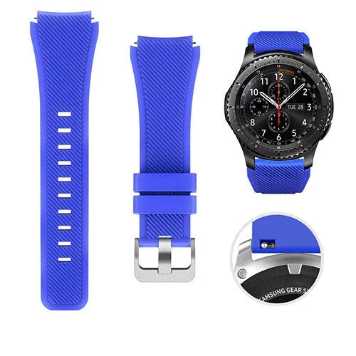 S3 Twill compatible silicone sports watch strap in multiple colours showing 125mm by 98mm dimensions