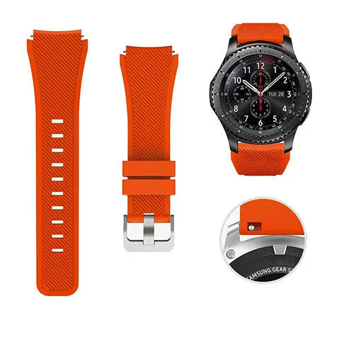 S3 Twill compatible silicone sports watch strap in multiple colours showing 125mm by 98mm dimensions