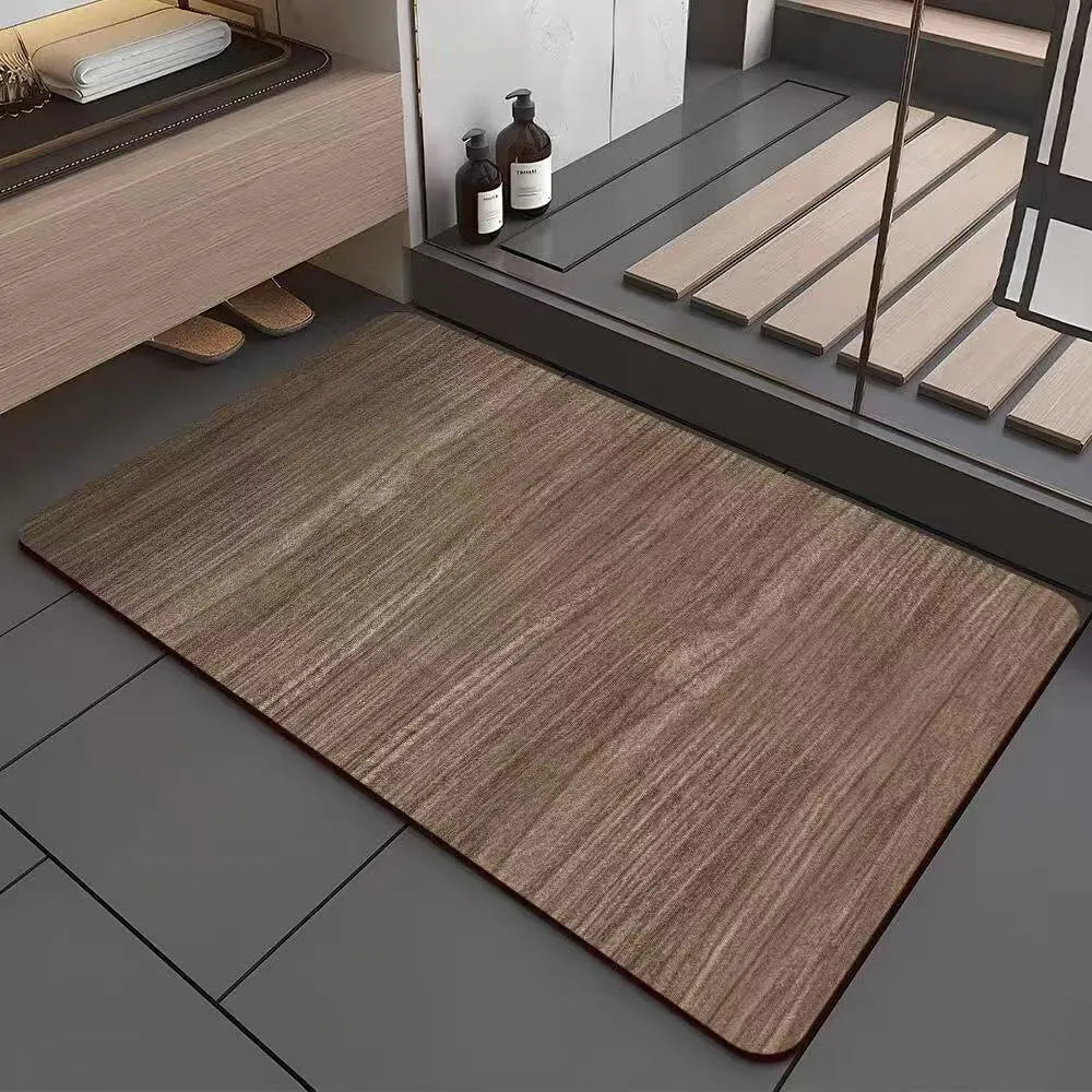 American-style wood grain bathroom floor mat with geometric pattern in diatom ooze material, non-slip and antifouling