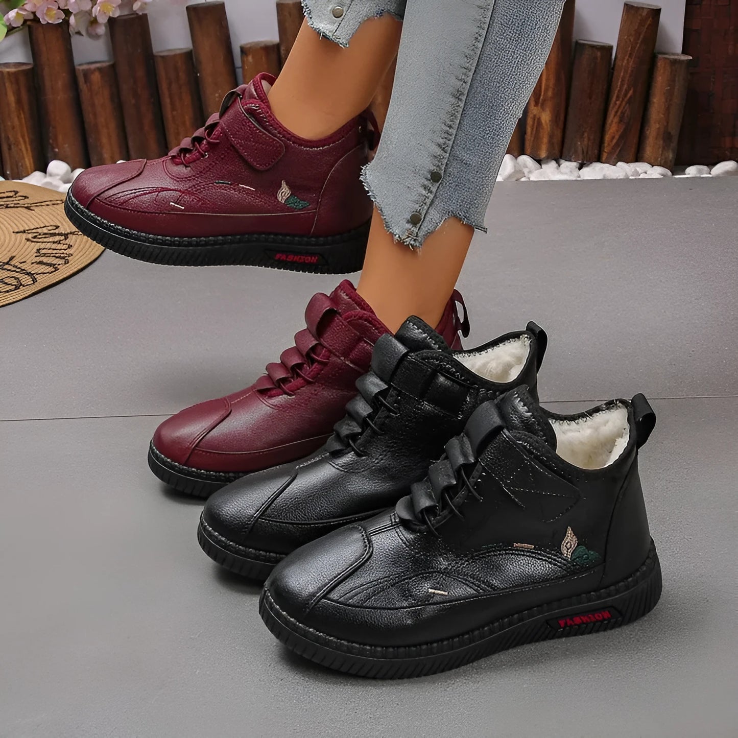 Women's black velvet indoor shoes with non-slip rubber soles and hollow out detail.
