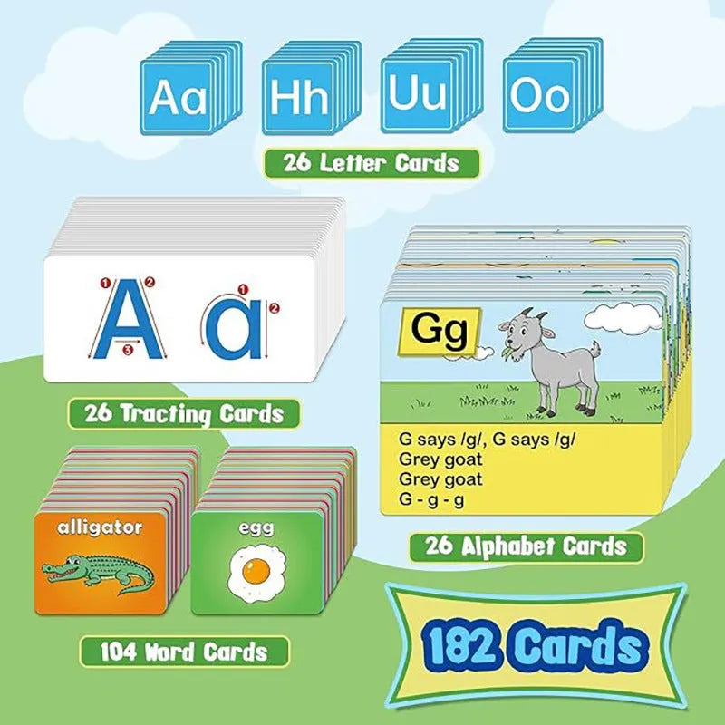 60x40cm learning chart with alphabet cards in sleeve for home education
