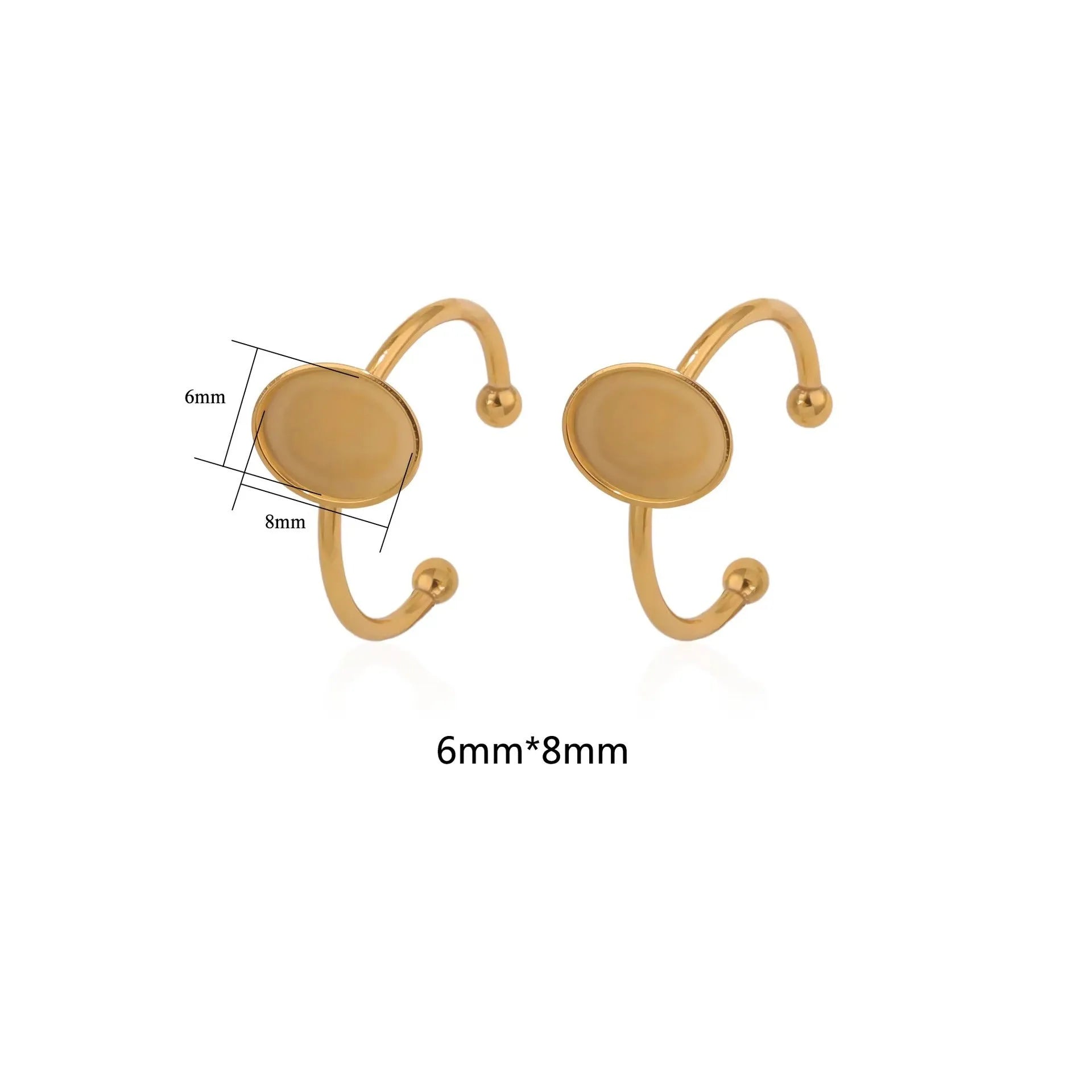 Stainless steel DIY ring setting with electroplated gold finish and totem pattern decoration