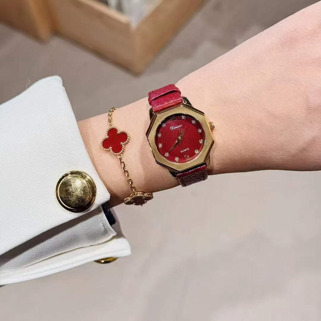 Alloy Ankela Red women's watch showing 8mm thickness and Chinese style design with various colour options