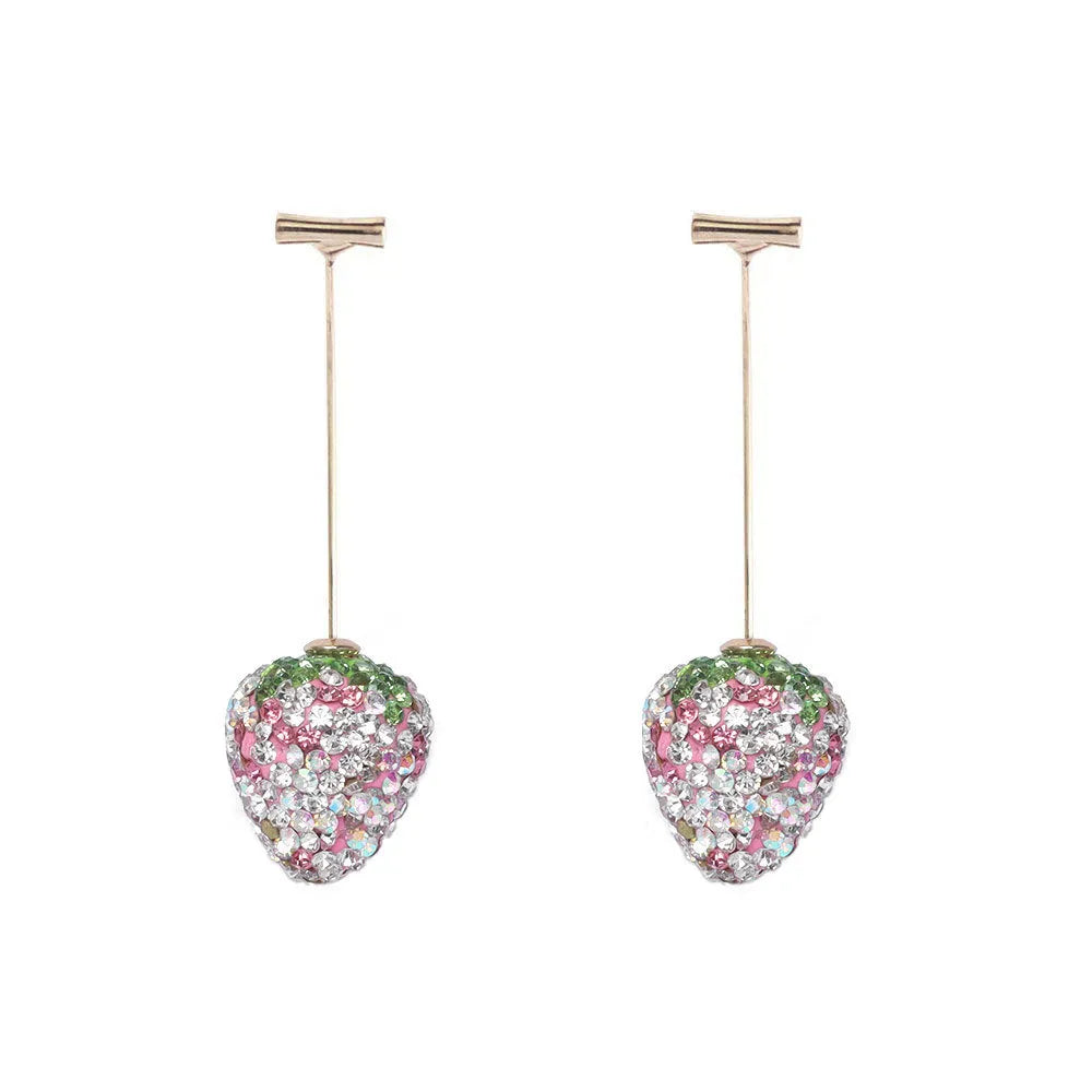 Geometric strawberry earrings with spot drill texture in six colour options on zinc alloy posts
