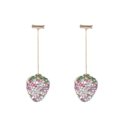 Geometric strawberry earrings with spot drill texture in six colour options on zinc alloy posts