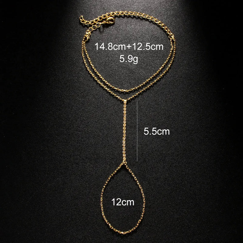 Women's bracelet crafted from alloy with geometric rhinestone detailing, featuring electroplated silver or gold colour finishes and ins style design ideal for female consumers seeking bohemian European and American jewellery styles.