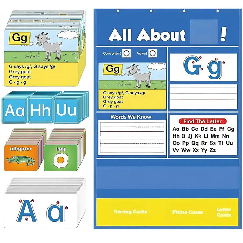 60x40cm learning chart with alphabet cards in sleeve for home education