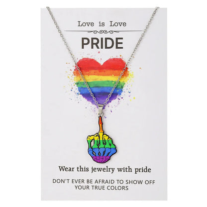 Stainless steel necklace and bracelet set with inspirational colour printing for female wear