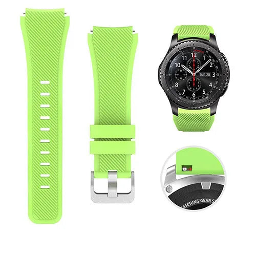 S3 Twill compatible silicone sports watch strap in multiple colours showing 125mm by 98mm dimensions