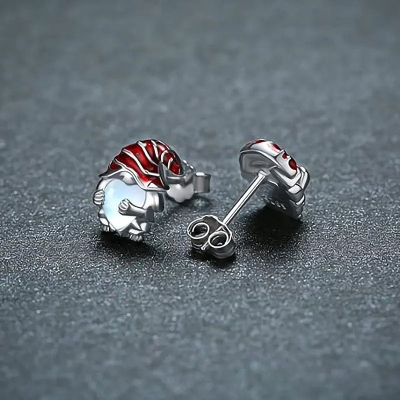 Women's heart-shaped earrings with Santa Claus design in white gold colour E4320