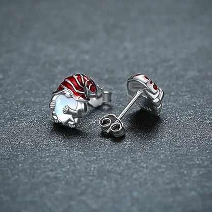 Women's heart-shaped earrings with Santa Claus design in white gold colour E4320